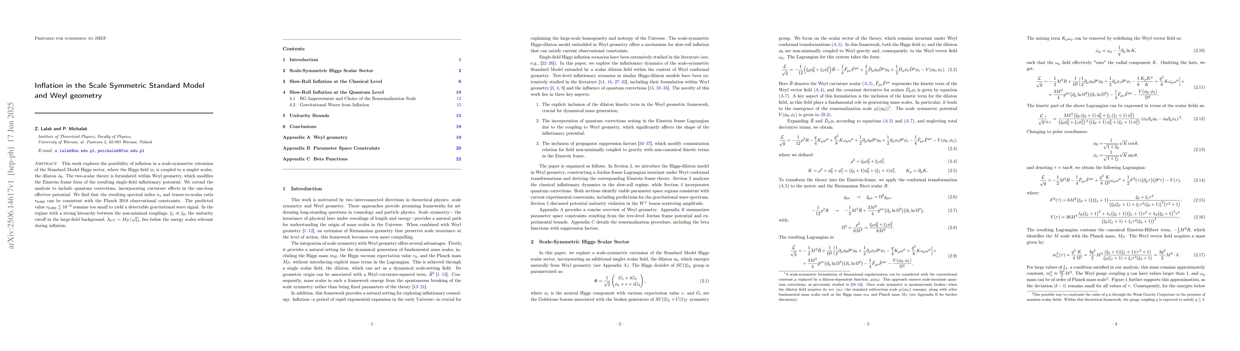 Thumbnail for Inflation in the Scale Symmetric Standard Model and Weyl geometry
