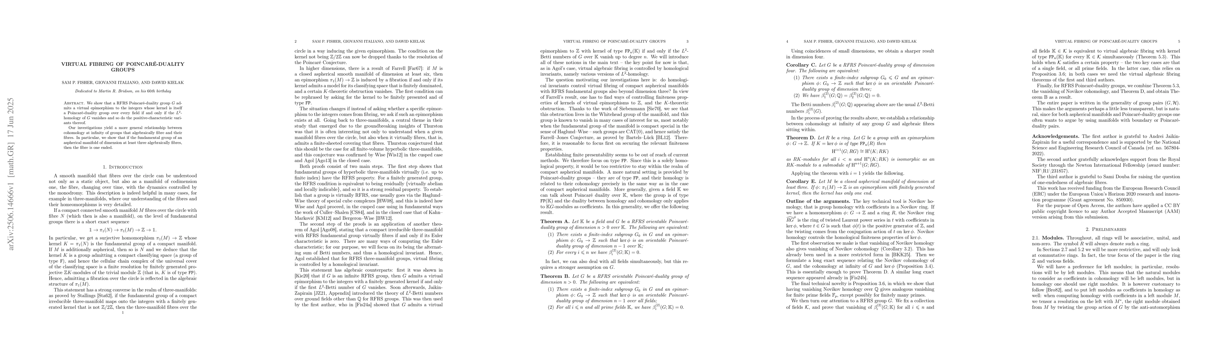 Thumbnail for Virtual fibring of Poincaré-duality groups