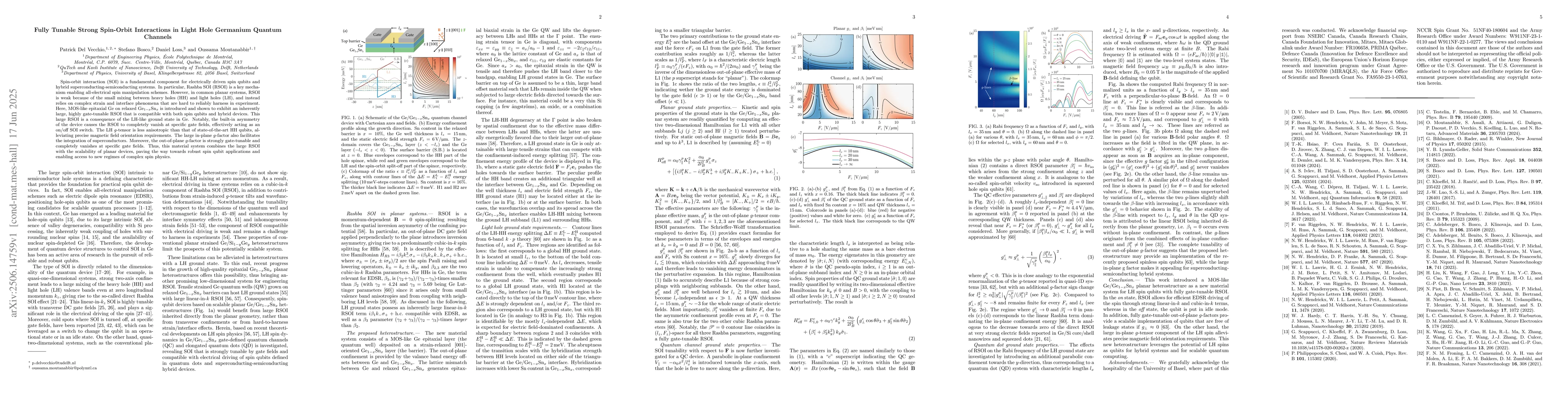 Thumbnail for Fully Tunable Strong Spin-Orbit Interactions in Light Hole Germanium
  Quantum Channels