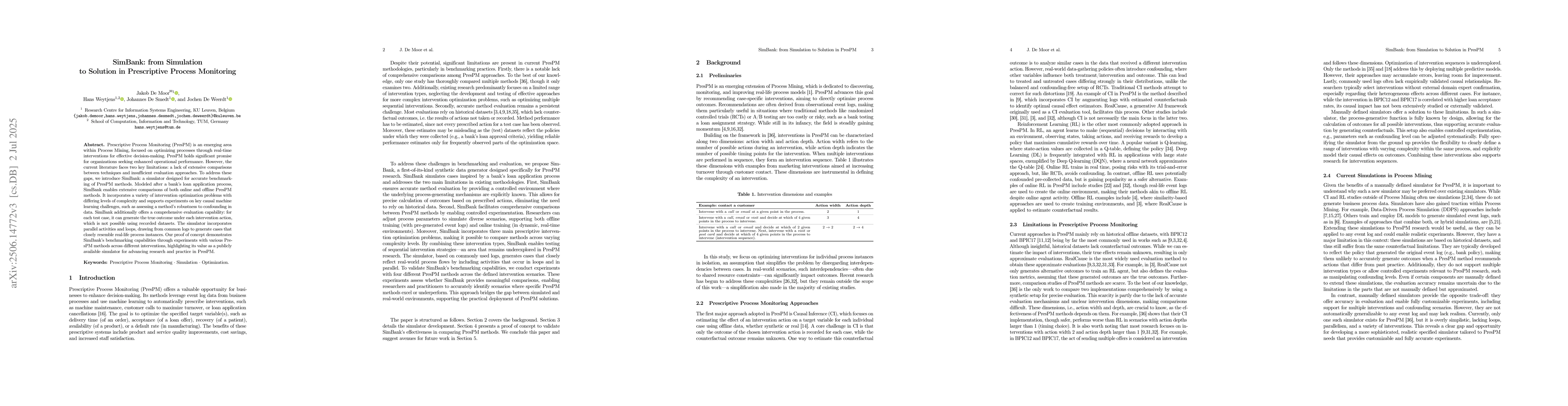 Thumbnail for SimBank: from Simulation to Solution in Prescriptive Process Monitoring
