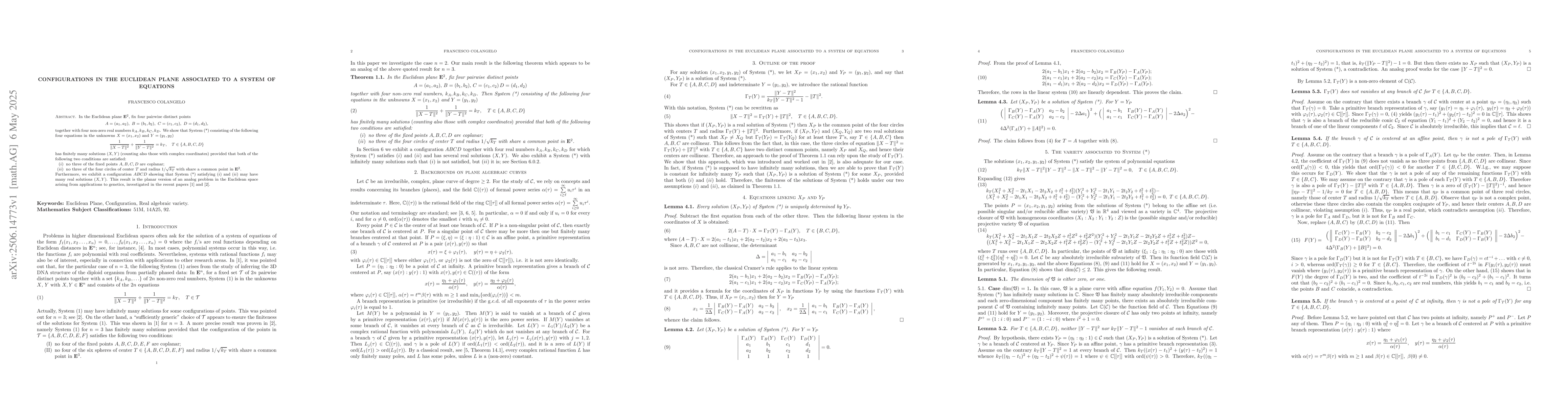 Thumbnail for Configurations in the Euclidean plane associated to a system of
  equations
