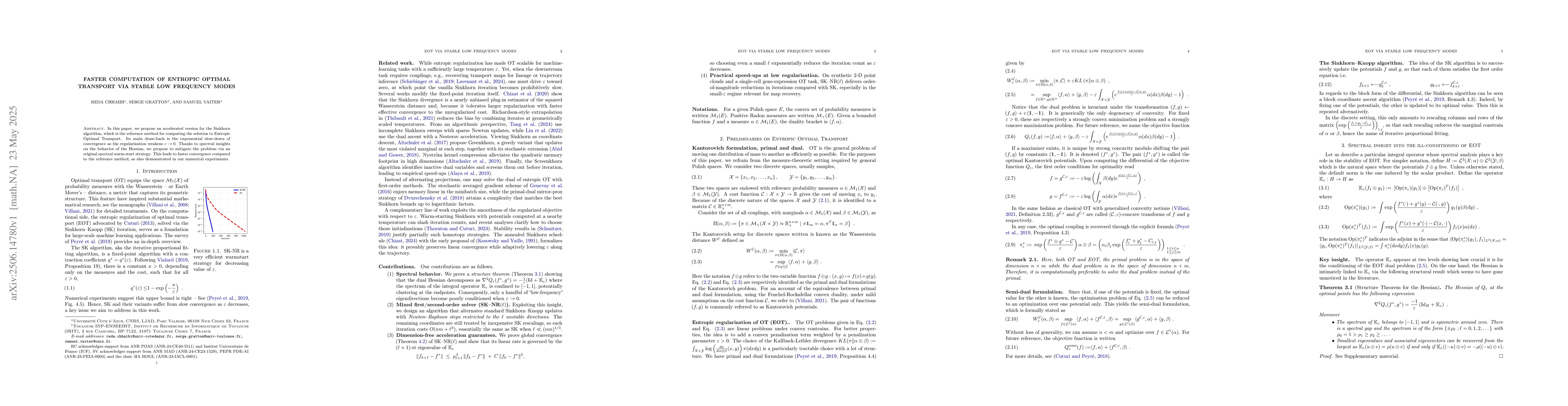 Thumbnail for Faster Computation of Entropic Optimal Transport via Stable Low
  Frequency Modes
