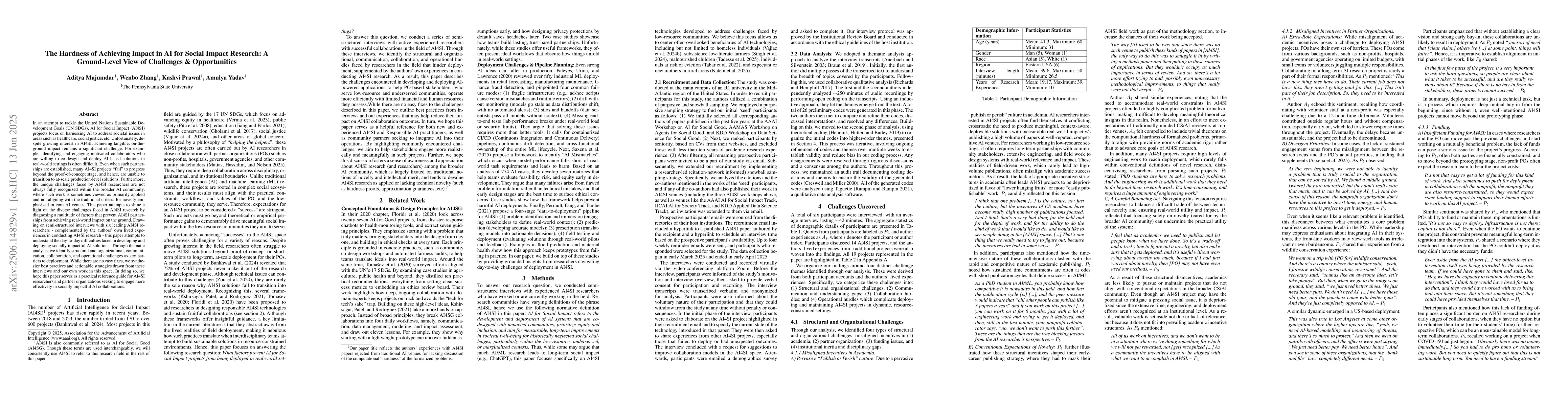 Thumbnail for The Hardness of Achieving Impact in AI for Social Impact Research: A
  Ground-Level View of Challenges & Opportunities