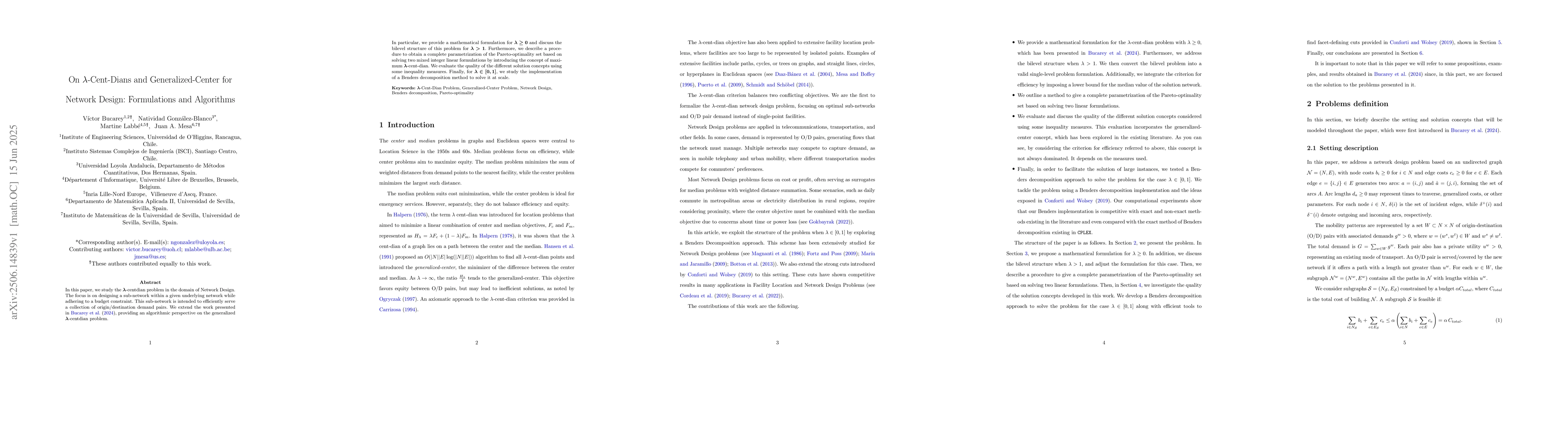 Thumbnail for On λ-Cent-Dians and Generalized-Center for Network Design:
  Formulations and Algorithms