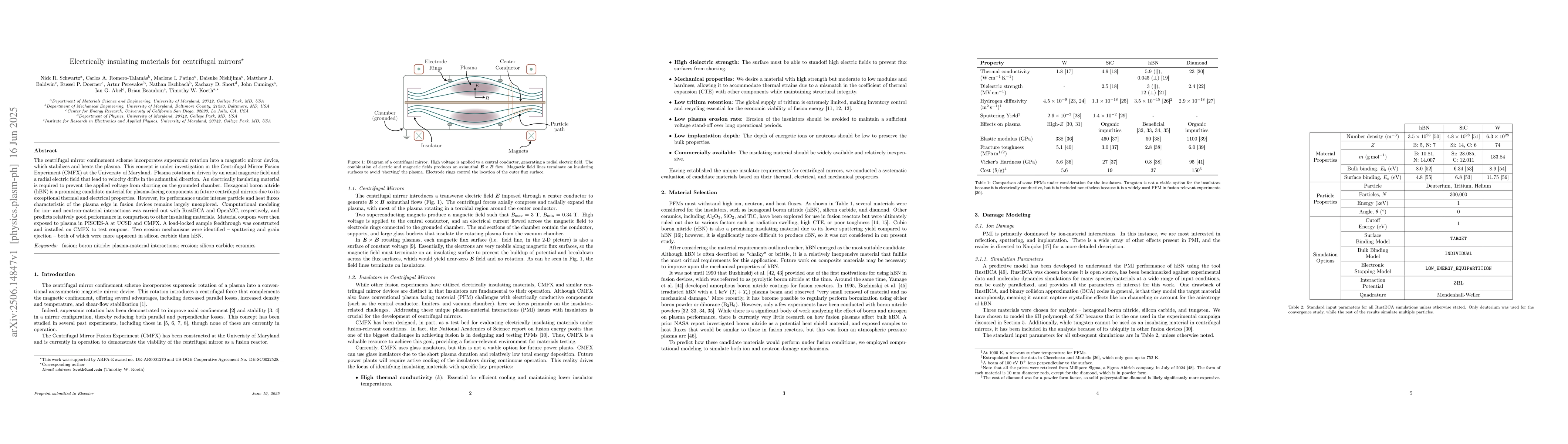 Thumbnail for Electrically insulating materials for centrifugal mirrors