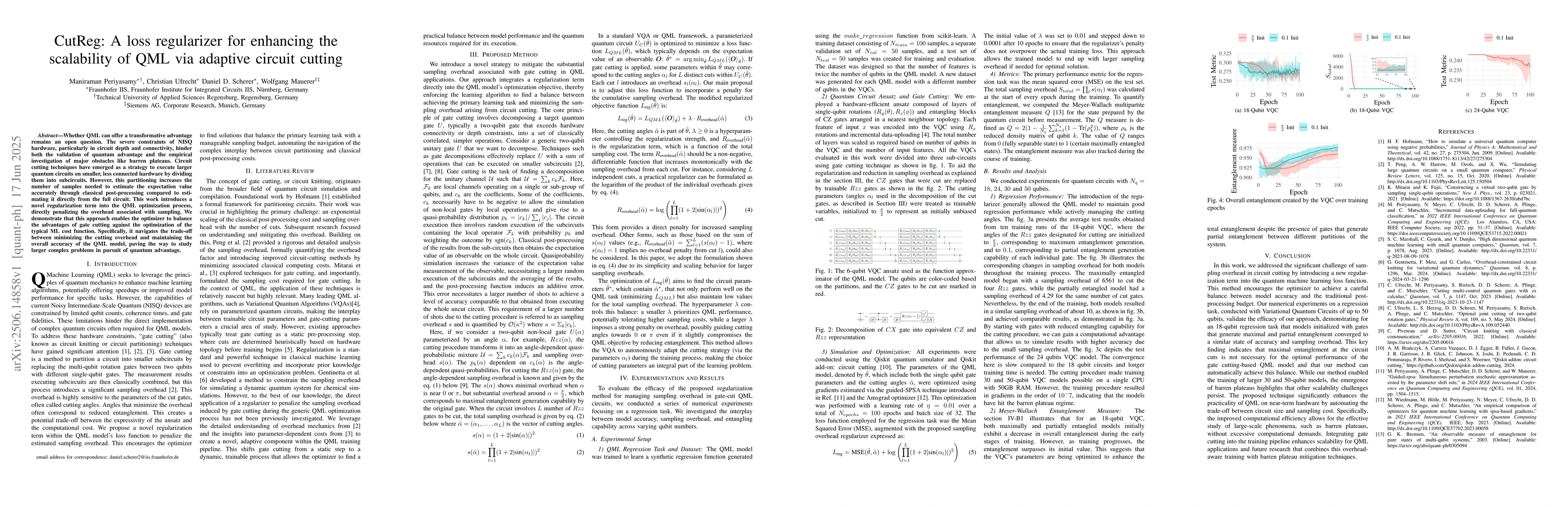 Thumbnail for CutReg: A loss regularizer for enhancing the scalability of QML via
  adaptive circuit cutting