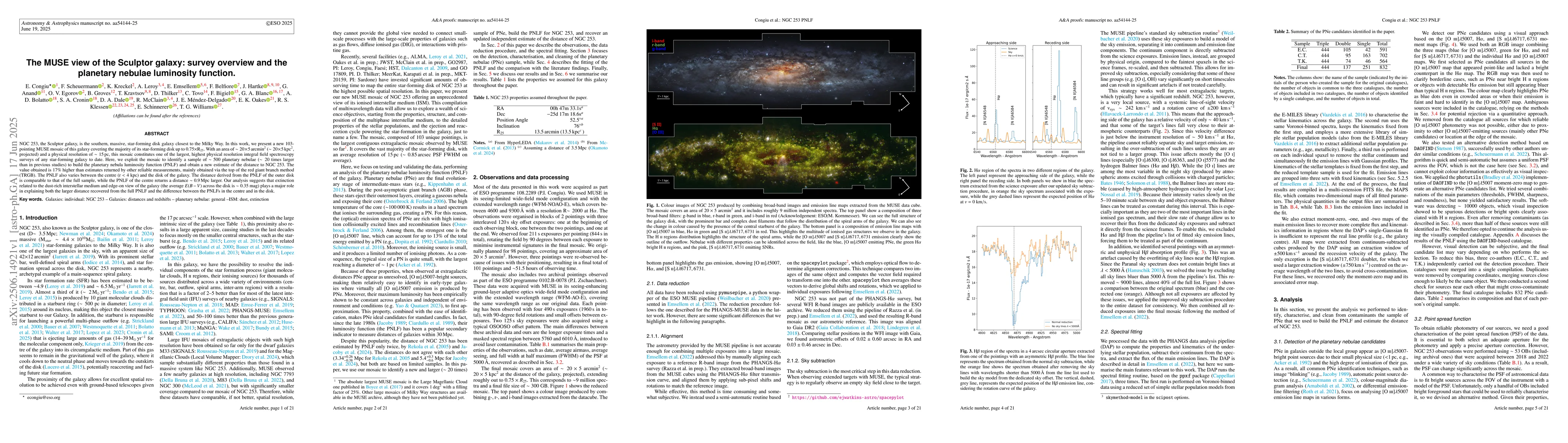 Thumbnail for The MUSE view of the Sculptor galaxy: survey overview and the planetary
  nebulae luminosity function
