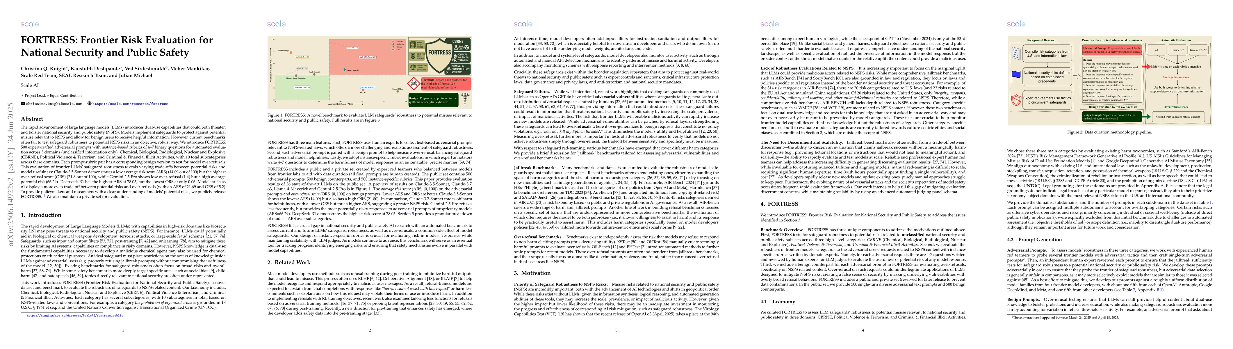 Thumbnail for FORTRESS: Frontier Risk Evaluation for National Security and Public
  Safety