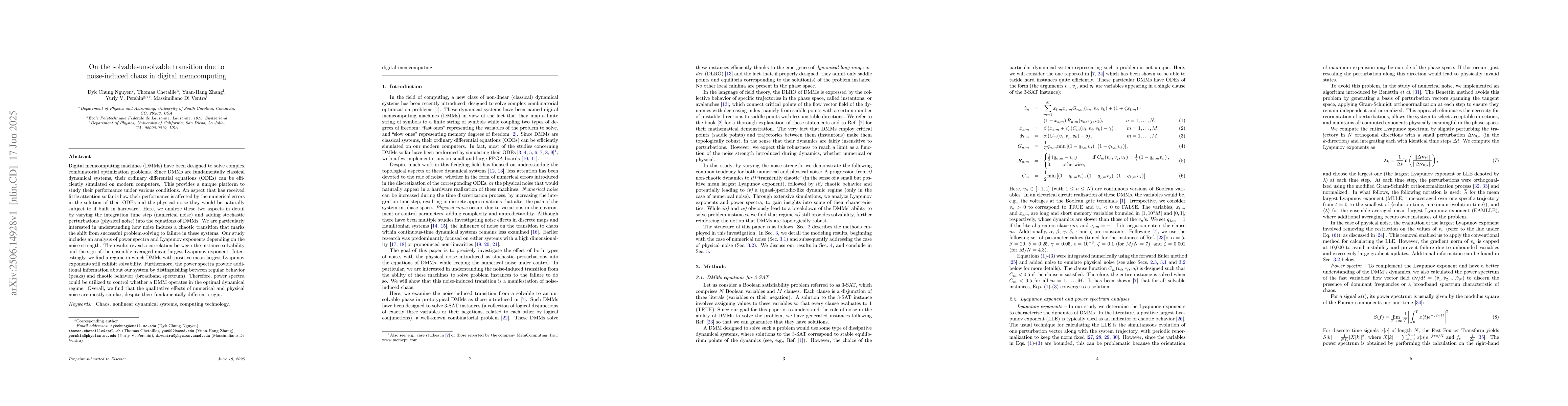 Thumbnail for On the solvable-unsolvable transition due to noise-induced chaos in
  digital memcomputing