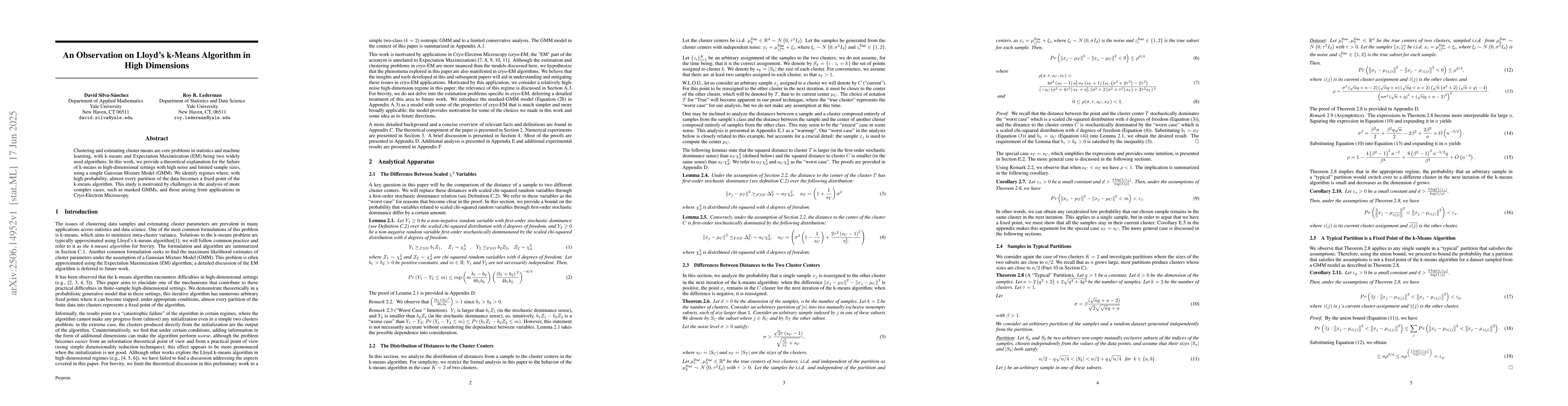 Thumbnail for An Observation on Lloyd's k-Means Algorithm in High Dimensions