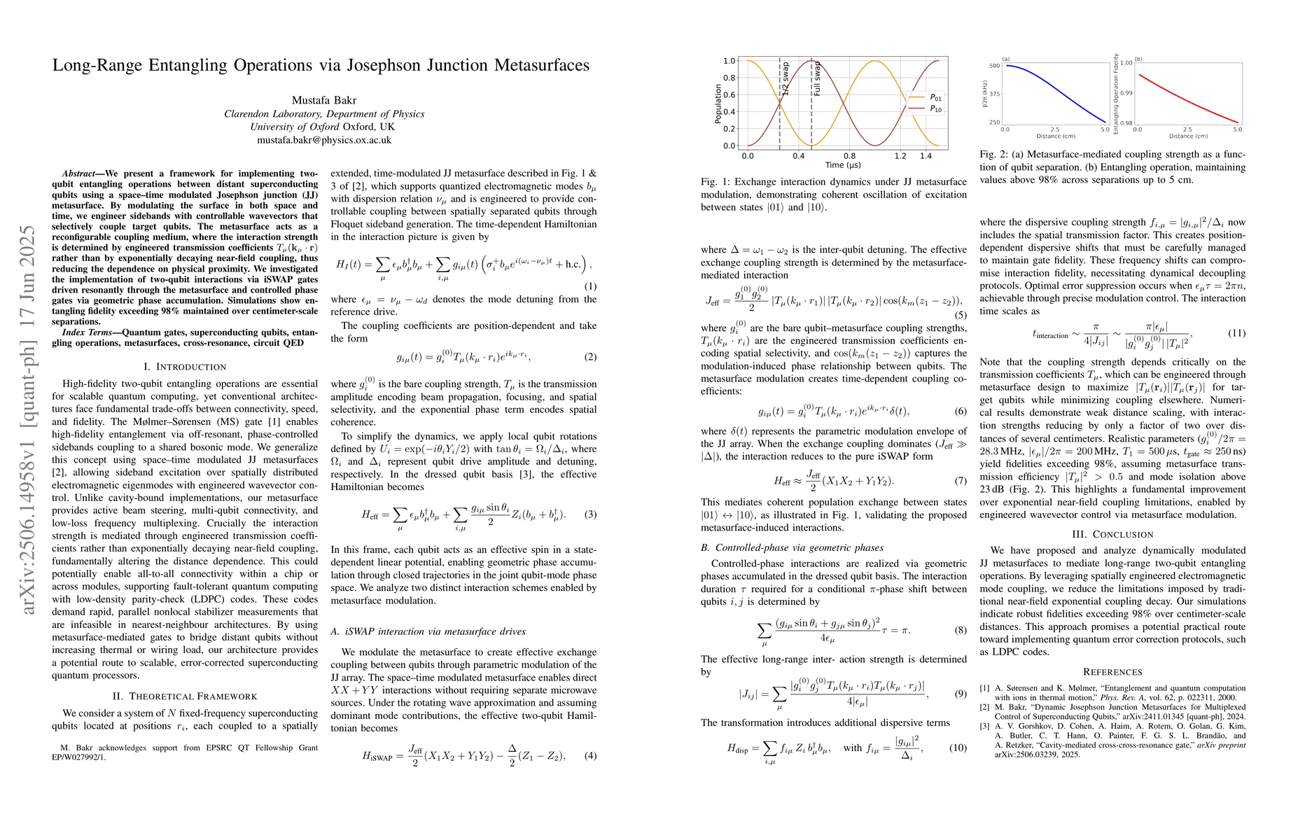 Thumbnail for Long-Range Entangling Operations via Josephson Junction Metasurfaces