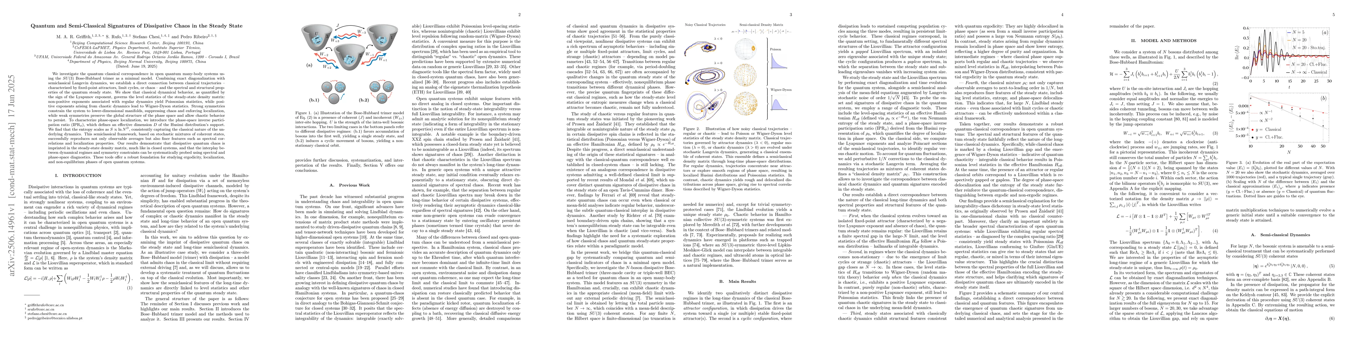 Thumbnail for Quantum and Semi-Classical Signatures of Dissipative Chaos in the Steady
  State