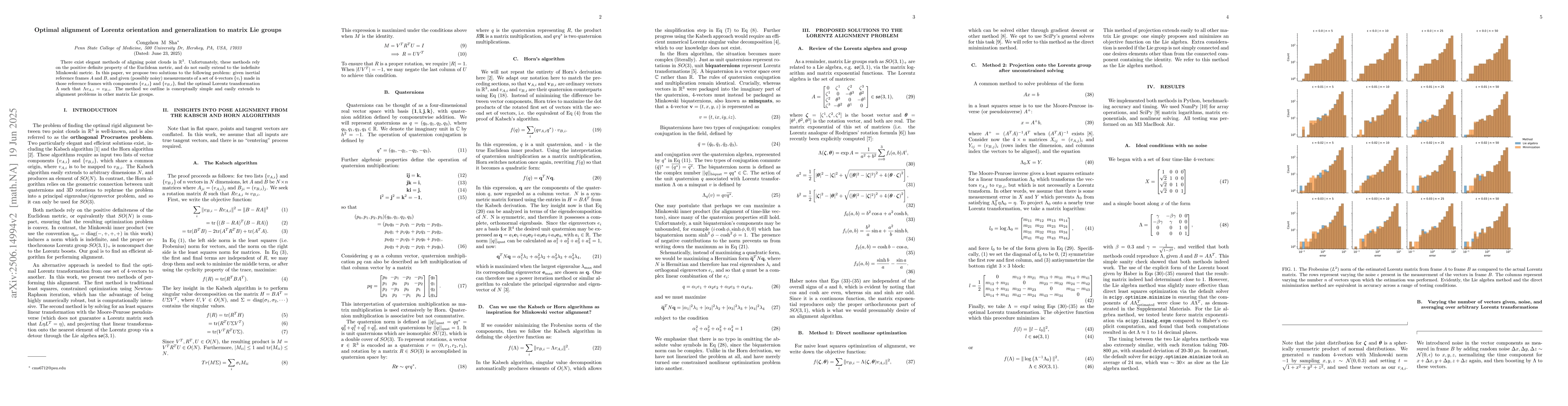 Thumbnail for Optimal alignment of Lorentz orientation and generalization to matrix
  Lie groups