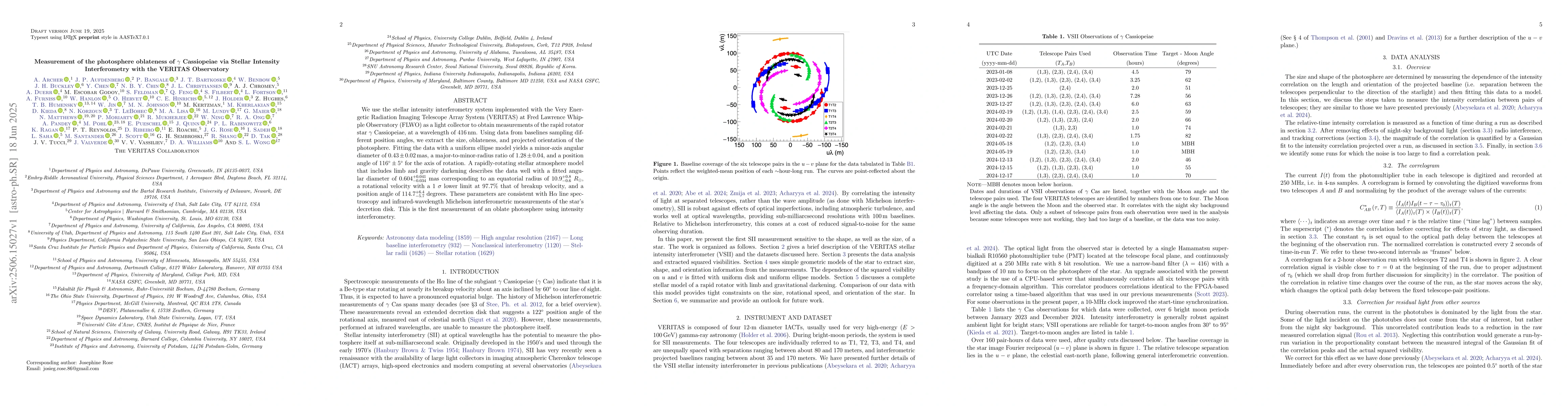 Thumbnail for Measurement of the photosphere oblateness of $γ$ Cassiopeiae via
  Stellar Intensity Interferometry with the VERITAS Observatory