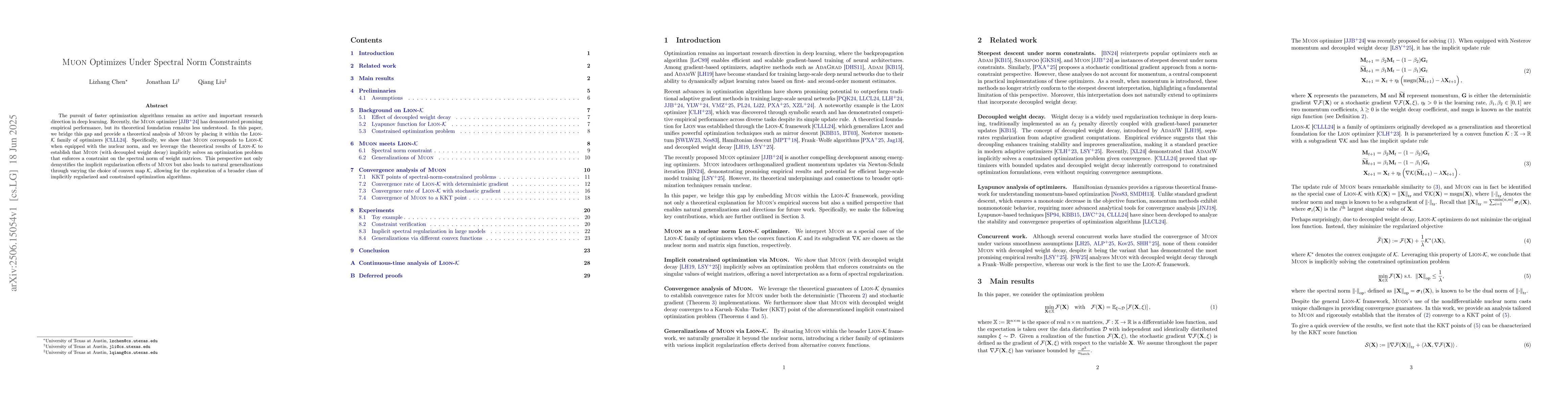 Thumbnail for Muon Optimizes Under Spectral Norm Constraints