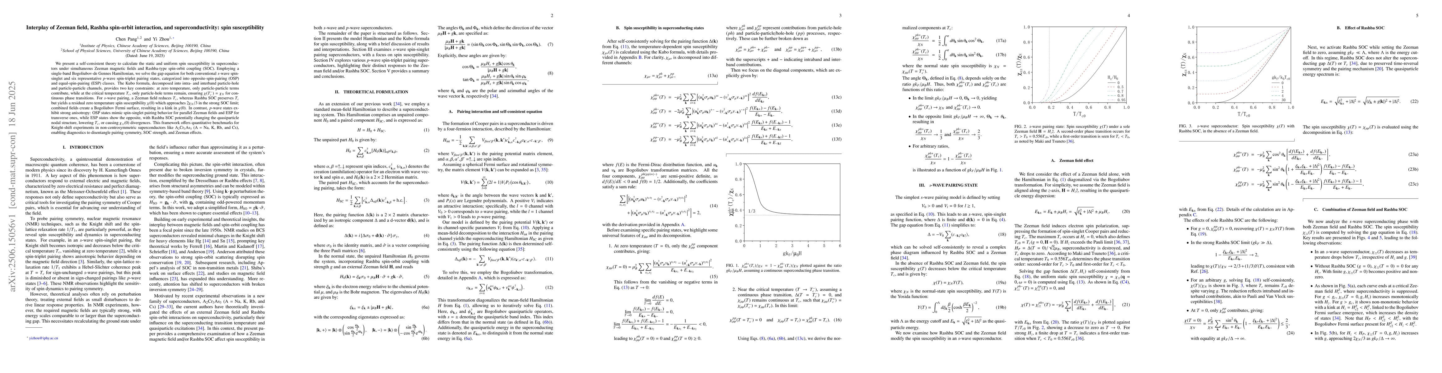 Thumbnail for Interplay of Zeeman field, Rashba spin-orbit interaction, and
  superconductivity: spin susceptibility