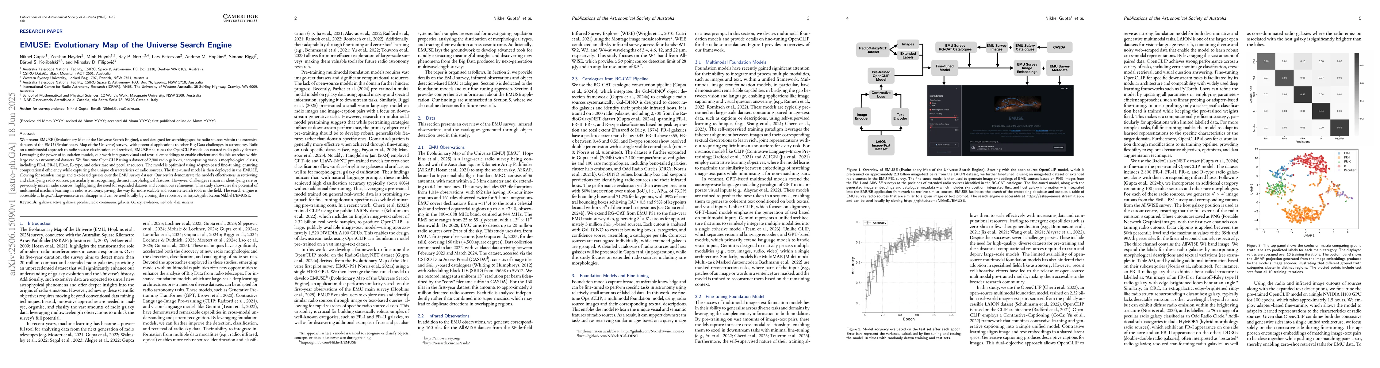 Thumbnail for EMUSE: Evolutionary Map of the Universe Search Engine