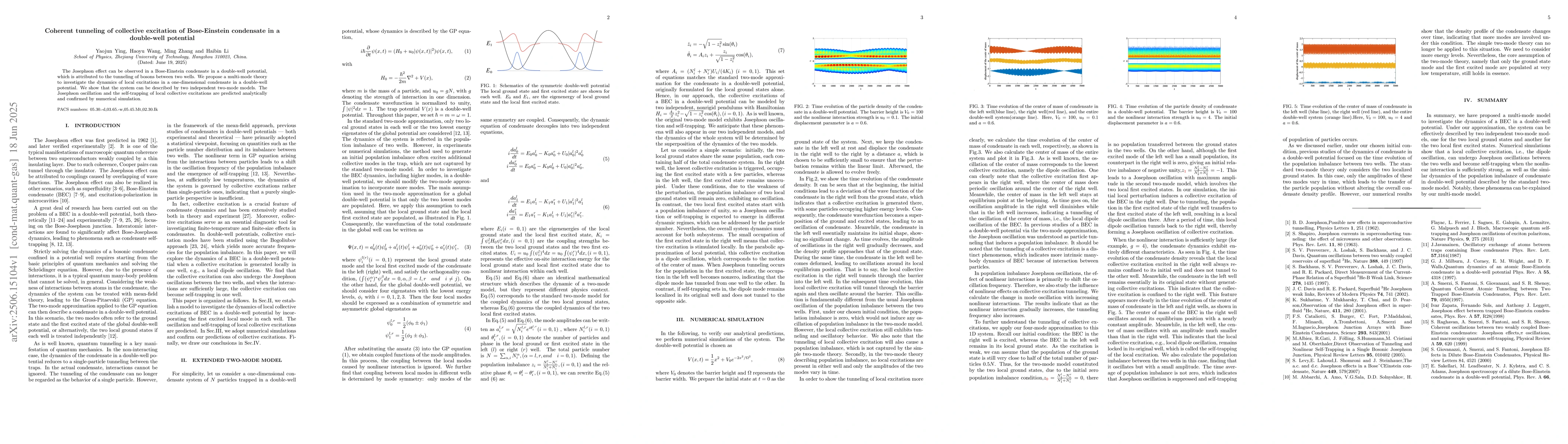 Thumbnail for Coherent tunneling of collective excitation of Bose-Einstein condensate
  in a double-well potential