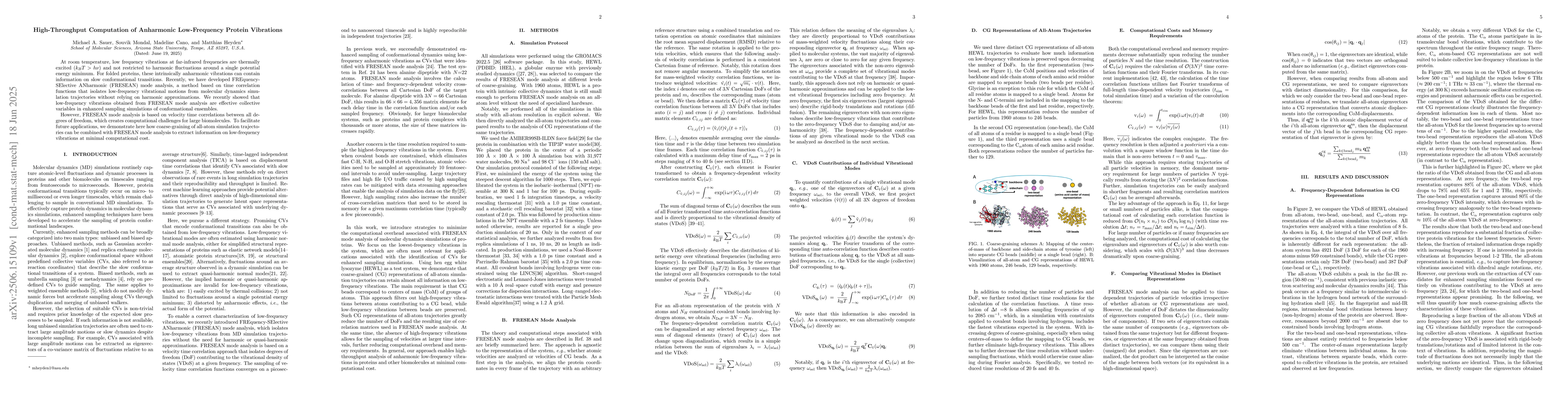 Thumbnail for High-Throughput Computation of Anharmonic Low-Frequency Protein
  Vibrations