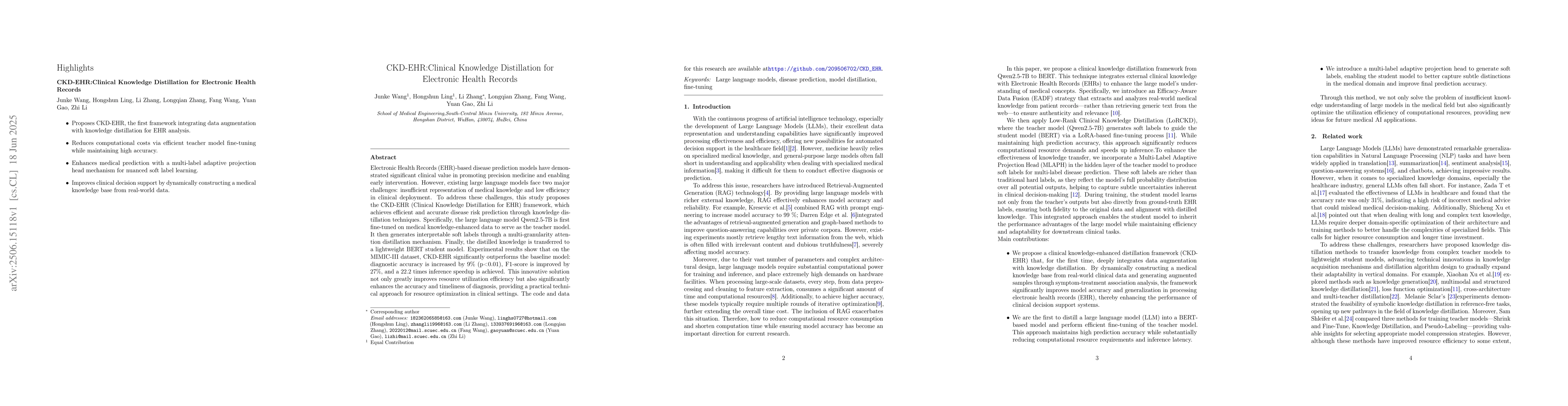 Thumbnail for CKD-EHR:Clinical Knowledge Distillation for Electronic Health Records