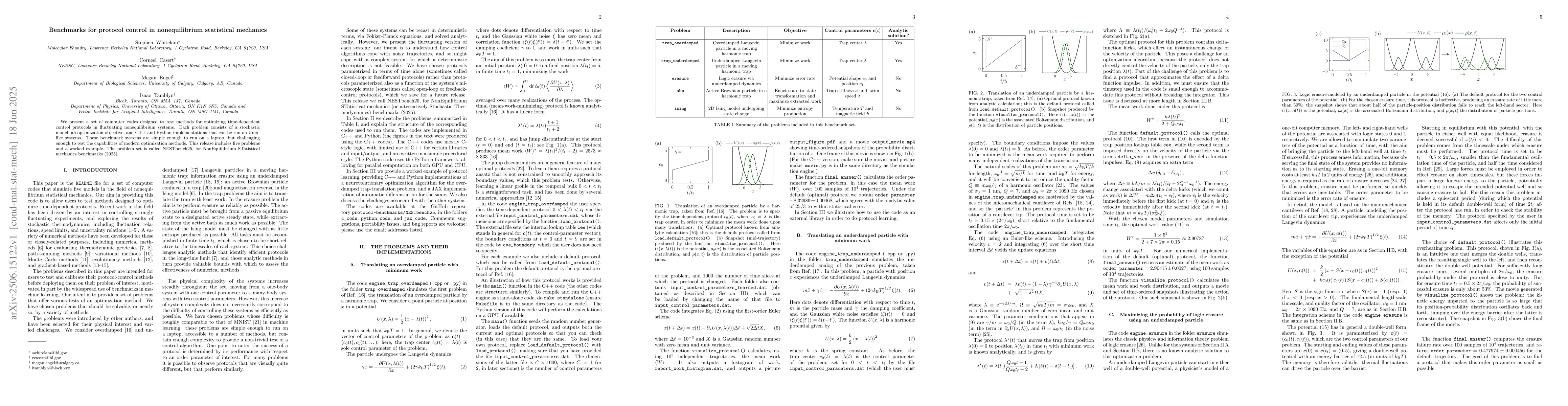 Thumbnail for Benchmarks for protocol control in nonequilibrium statistical mechanics