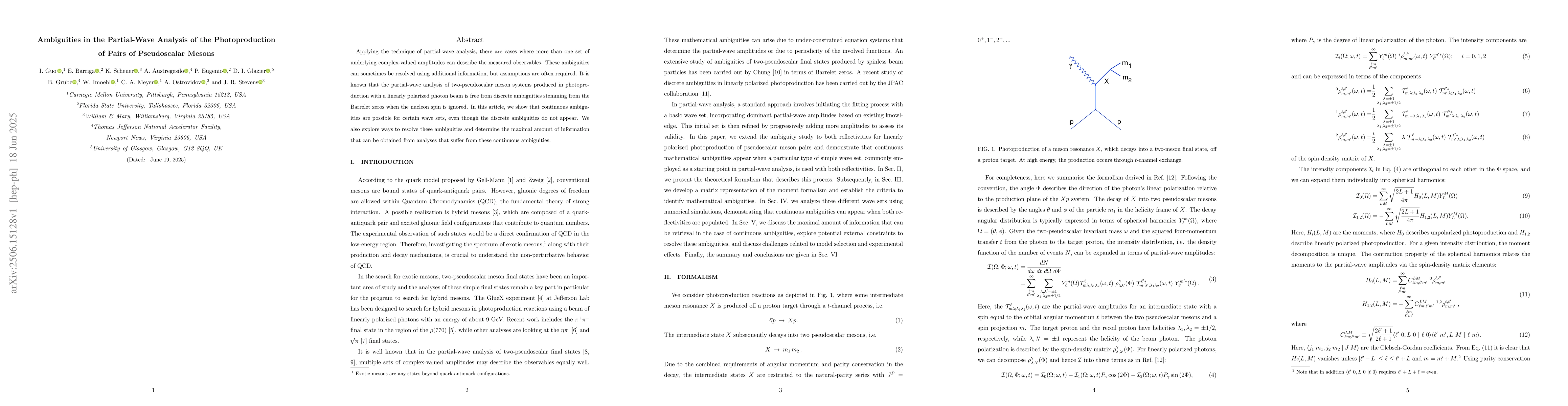 Thumbnail for Ambiguities in the Partial-Wave Analysis of the Photoproduction of Pairs
  of Pseudoscalar Mesons