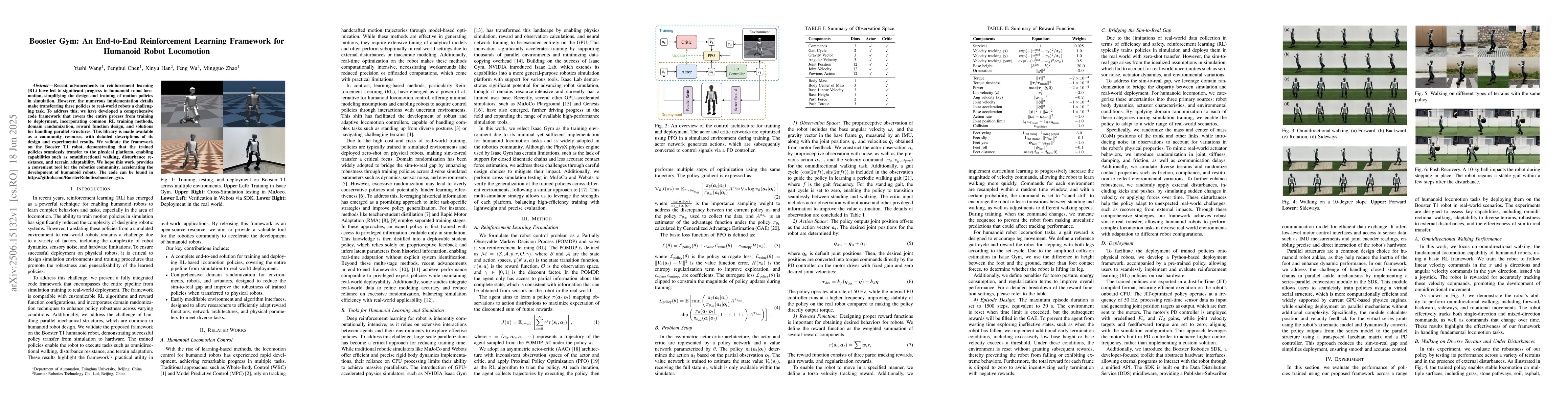 Thumbnail for Booster Gym: An End-to-End Reinforcement Learning Framework for Humanoid
  Robot Locomotion