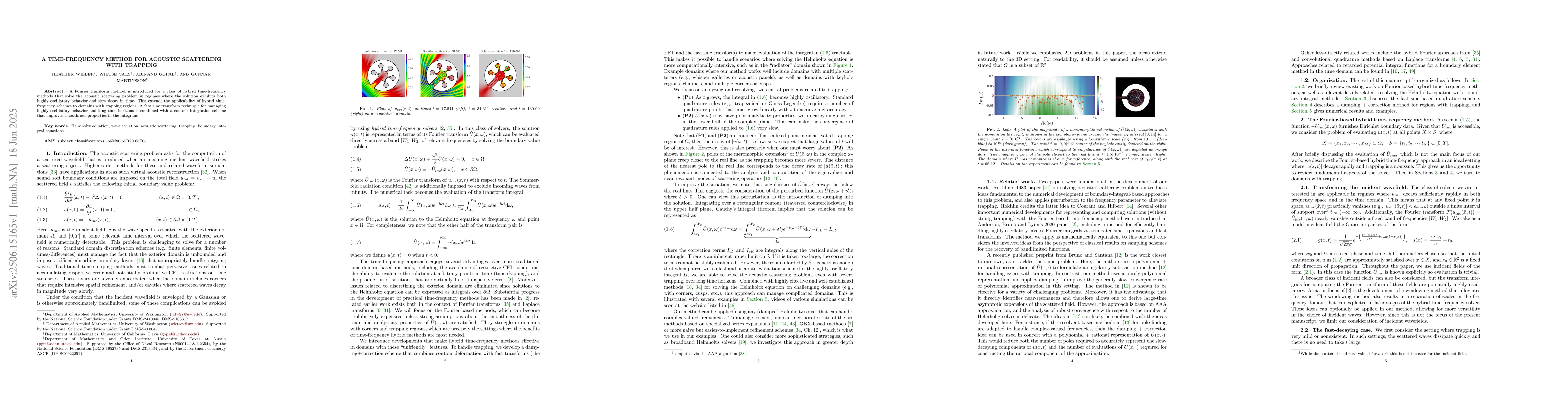 Thumbnail for A time-frequency method for acoustic scattering with trapping