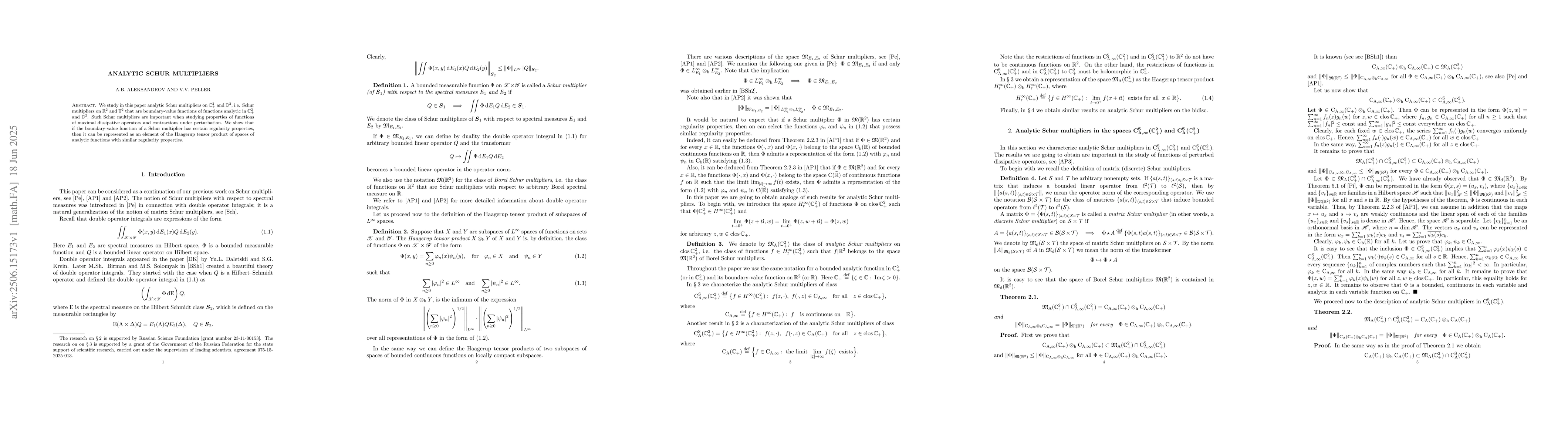 Thumbnail for Analytic Schur multipliers