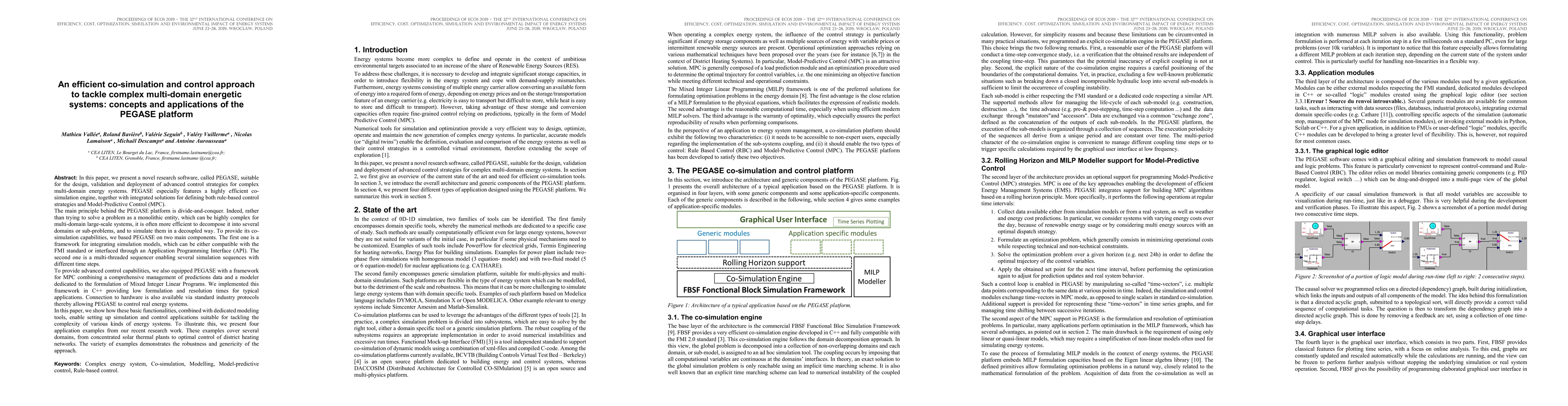 Thumbnail for An efficient co-simulation and control approach to tackle complex
  multi-domain energetic systems: concepts and applications of the PEGASE
  platform