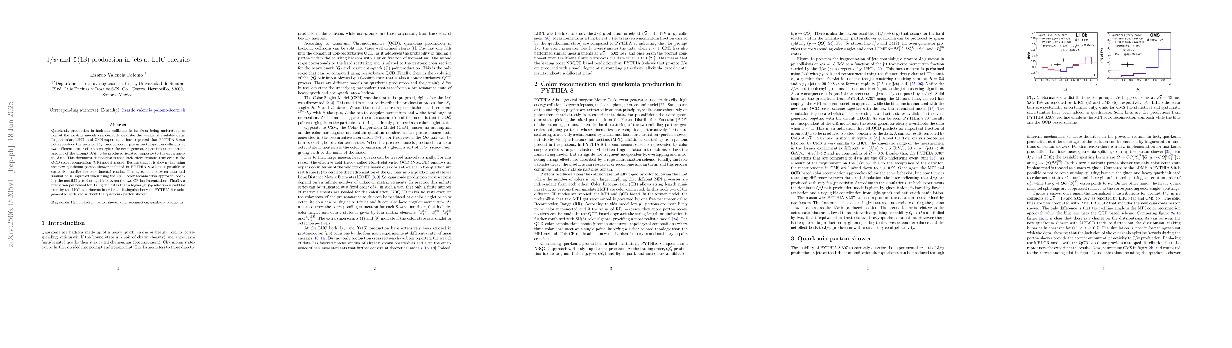 Thumbnail for J/$ψ$ and $Υ$(1S) production in jets at LHC energies
