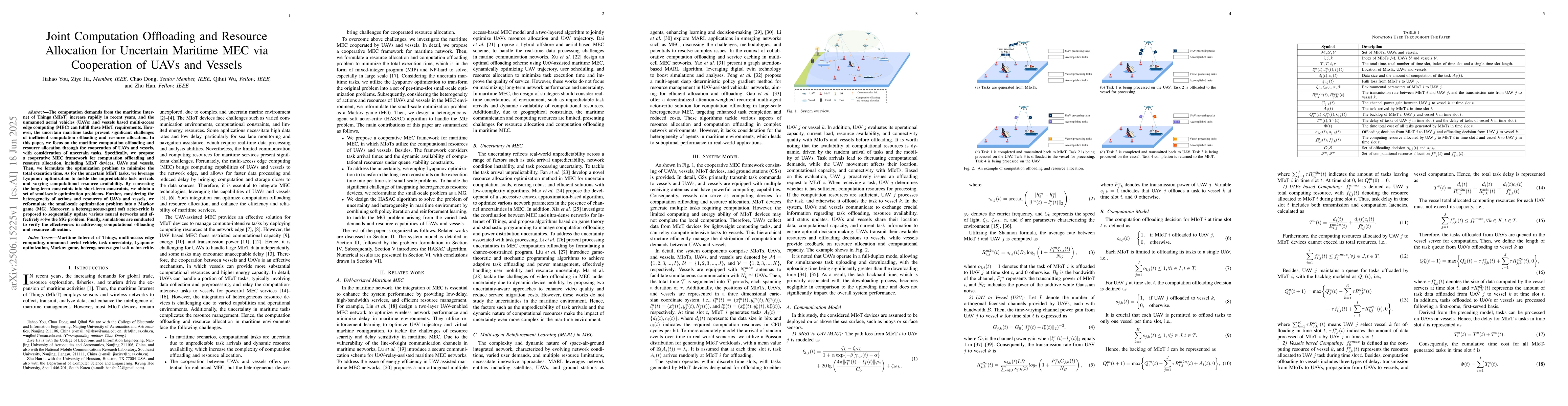 Thumbnail for Joint Computation Offloading and Resource Allocation for Uncertain
  Maritime MEC via Cooperation of UAVs and Vessels