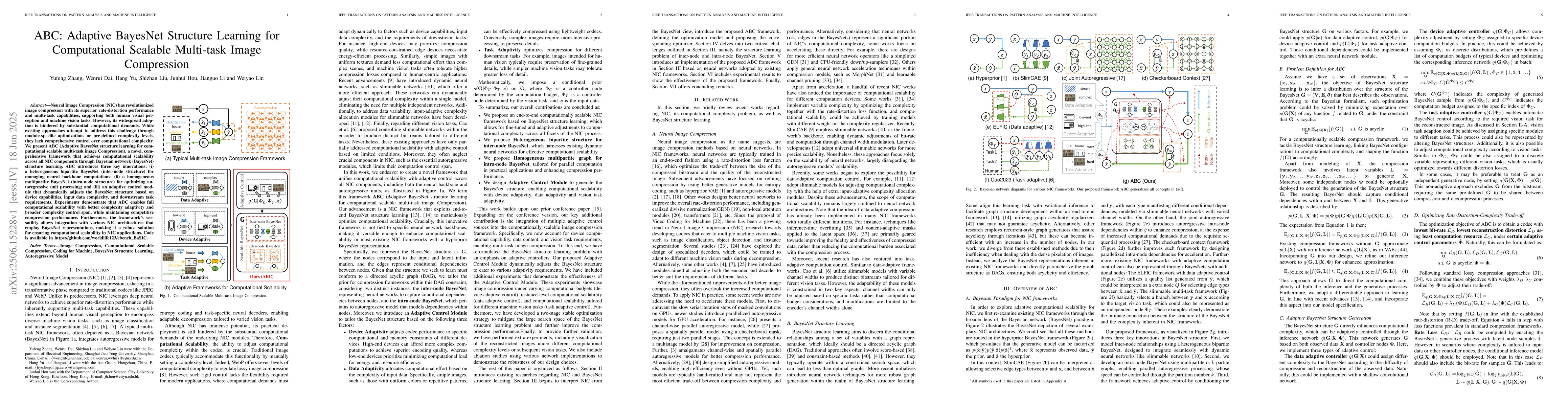 Thumbnail for ABC: Adaptive BayesNet Structure Learning for Computational Scalable
  Multi-task Image Compression