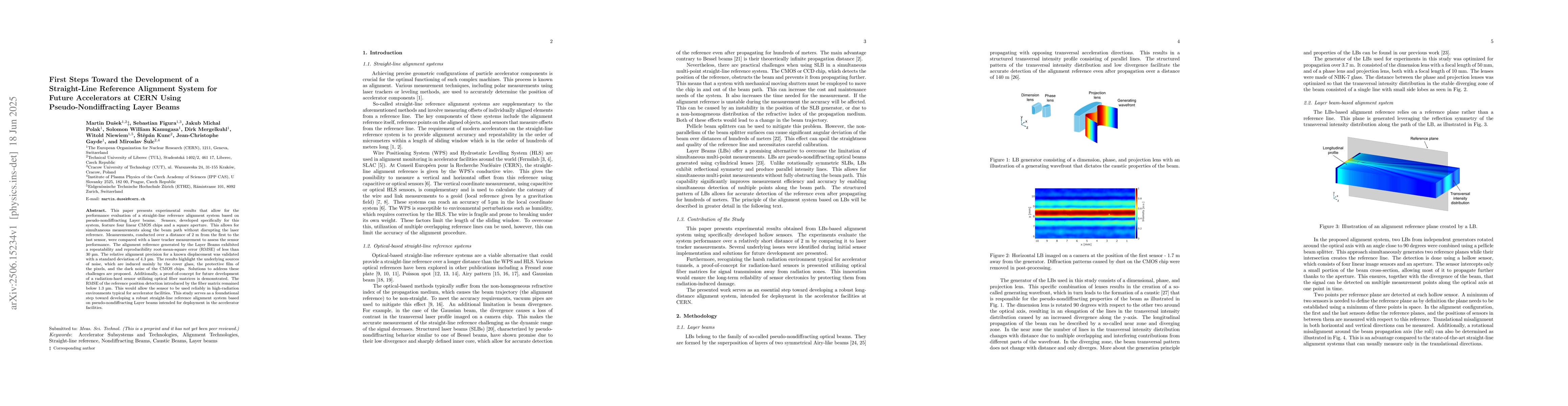 Thumbnail for First Steps Toward the Development of a Straight-Line Reference
  Alignment System for Future Accelerators at CERN Using Pseudo-Nondiffracting
  Layer Beams