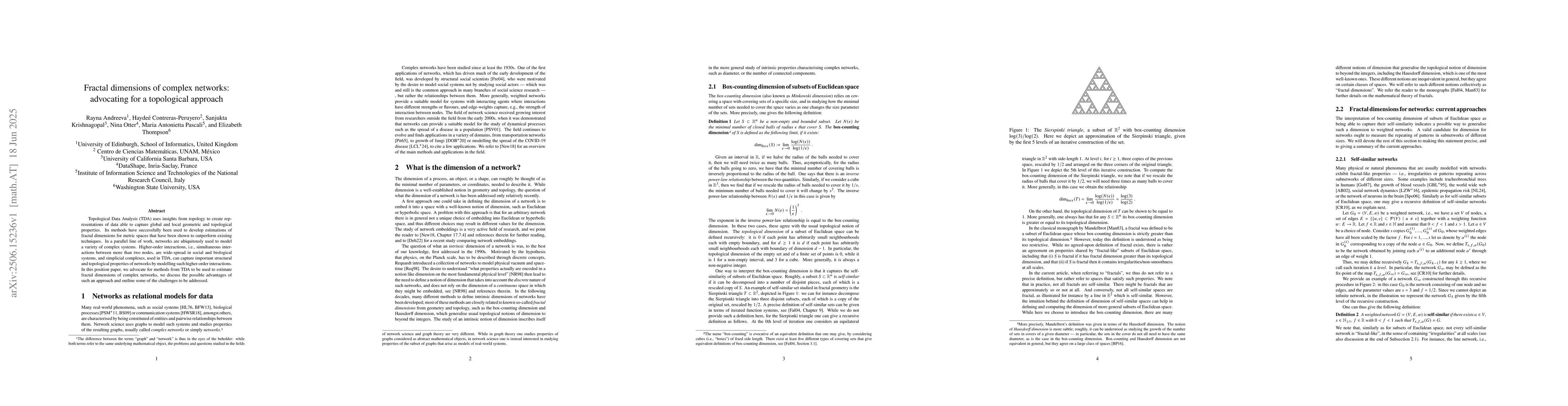 Thumbnail for Fractal dimensions of complex networks: advocating for a topological
  approach
