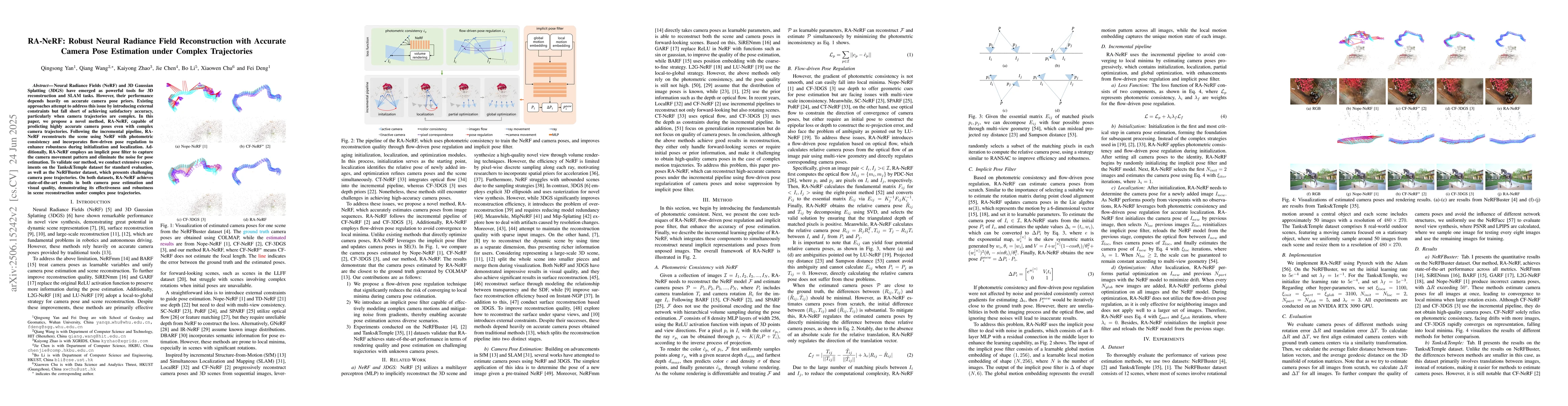 Thumbnail for RA-NeRF: Robust Neural Radiance Field Reconstruction with Accurate
  Camera Pose Estimation under Complex Trajectories