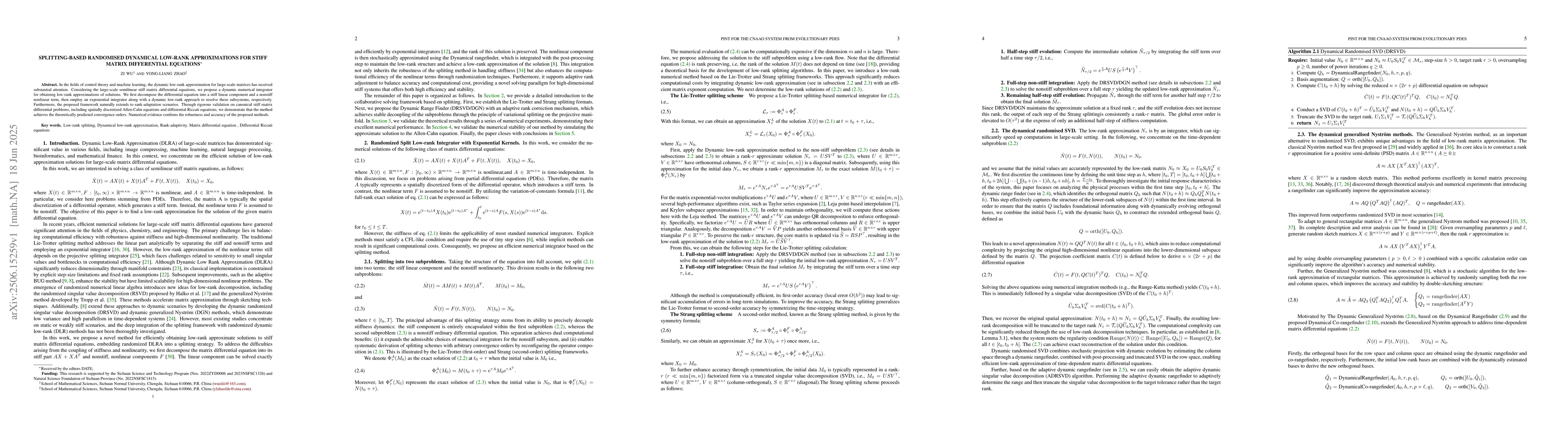 Thumbnail for Splitting-based randomised dynamical low-rank approximations for stiff
  matrix differential equations