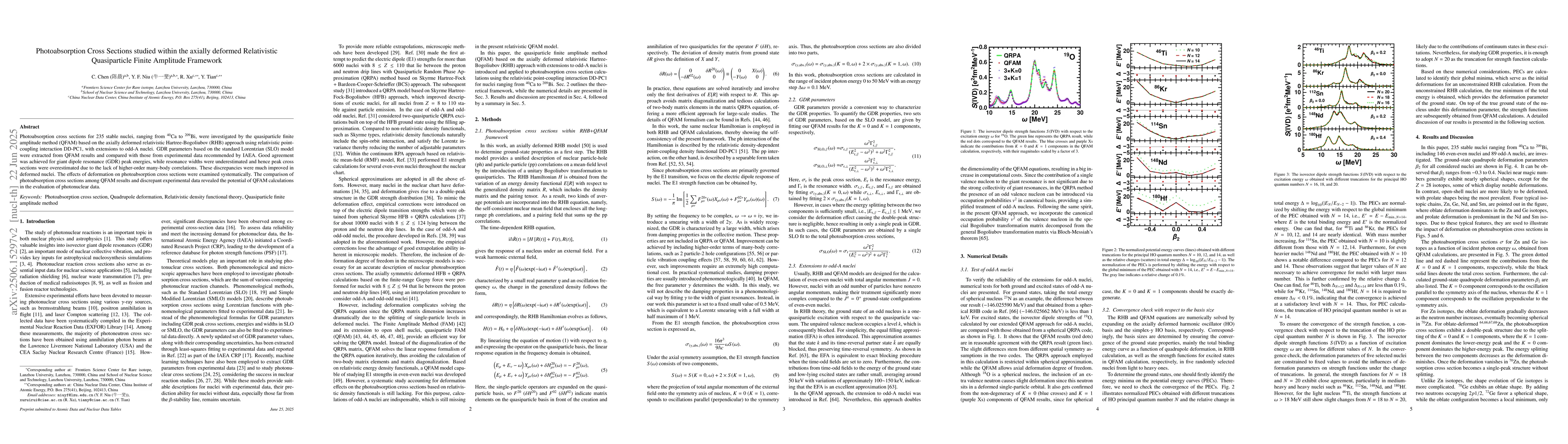 Thumbnail for Photoabsorption Cross Sections studied within the axially deformed
  Relativistic Quasiparticle Finite Amplitude Framework