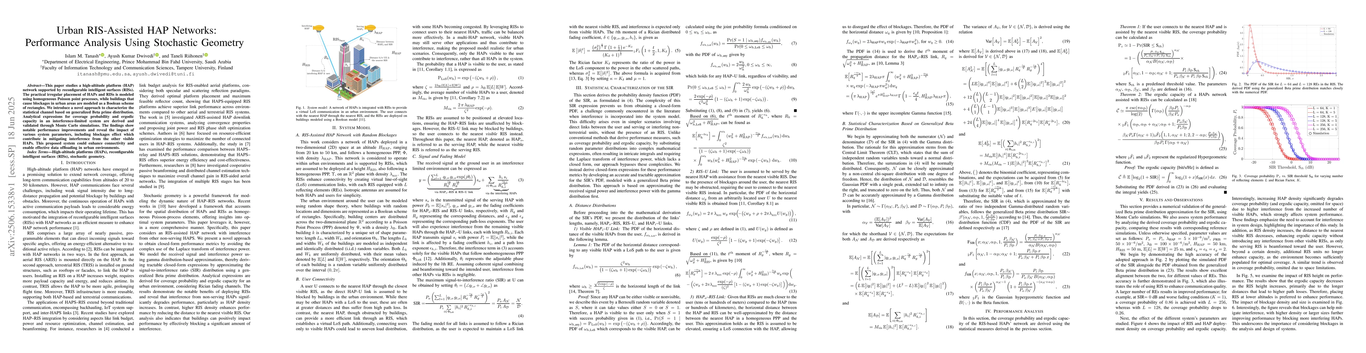 Thumbnail for Urban RIS-Assisted HAP Networks: Performance Analysis Using Stochastic
  Geometry