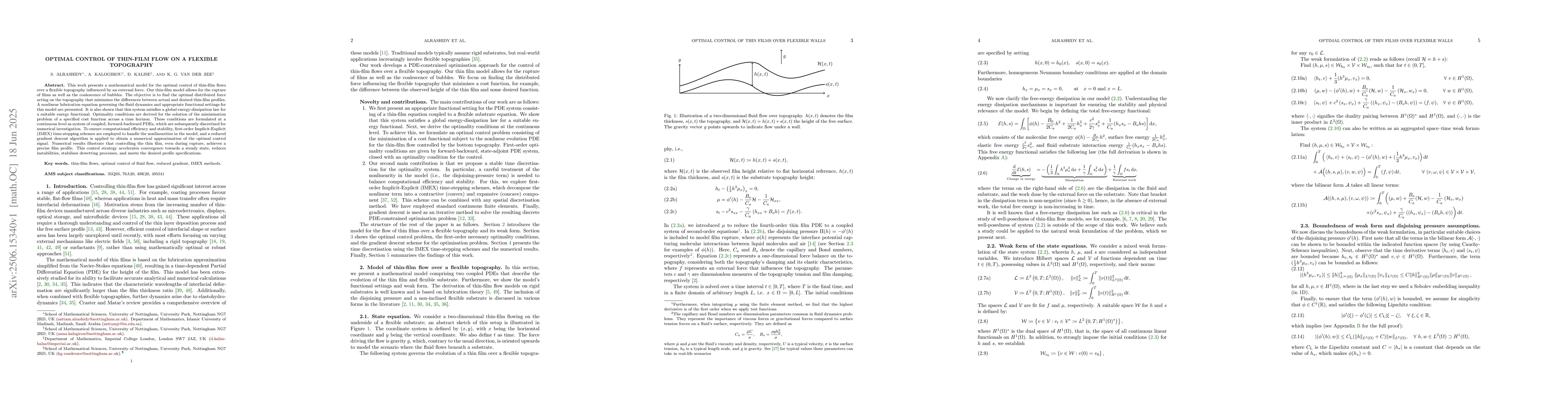Thumbnail for Optimal Control of Thin-Film Flow on a Flexible Topography