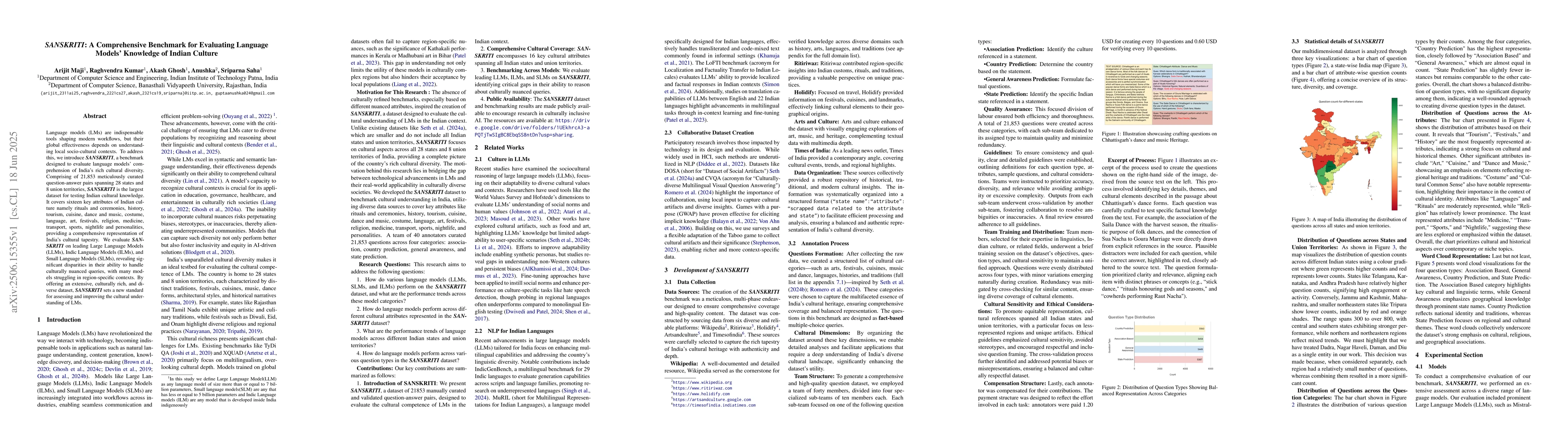 Thumbnail for SANSKRITI: A Comprehensive Benchmark for Evaluating Language Models'
  Knowledge of Indian Culture
