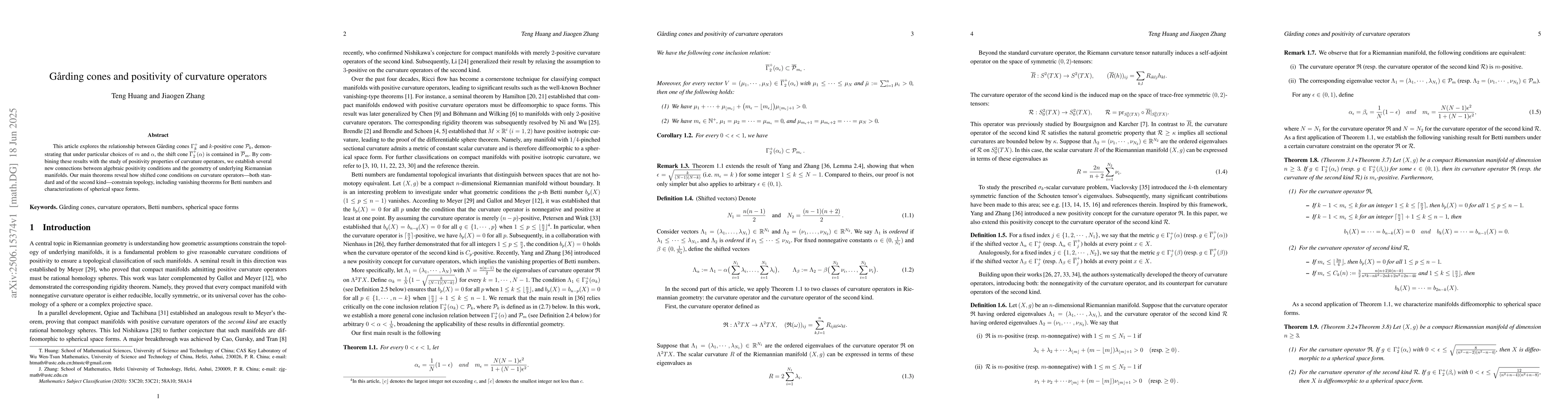 Thumbnail for Garding cones and positivity of curvature operators