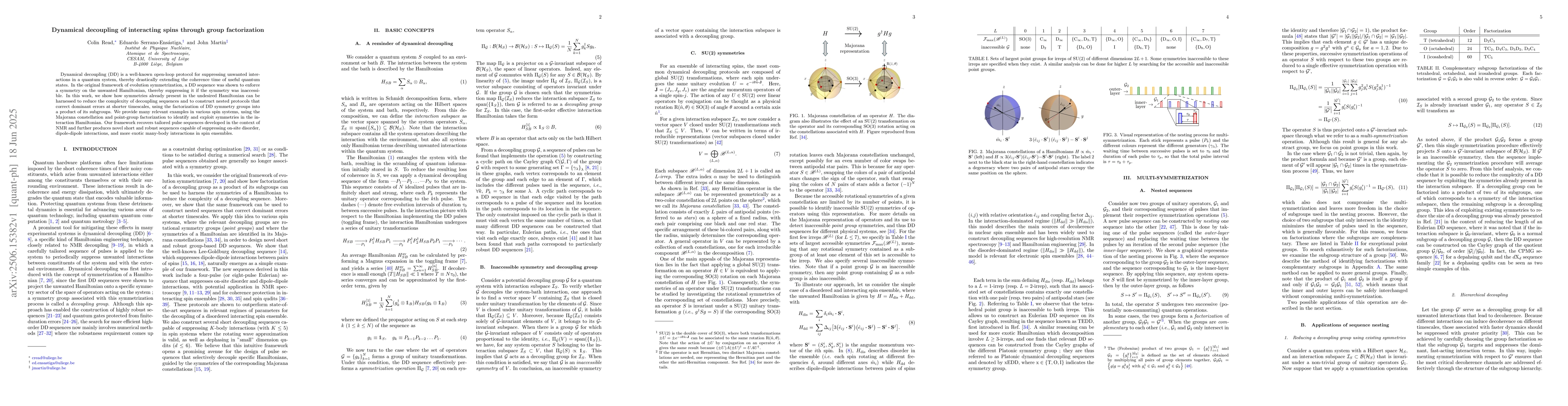 Thumbnail for Dynamical decoupling of interacting spins through group factorization