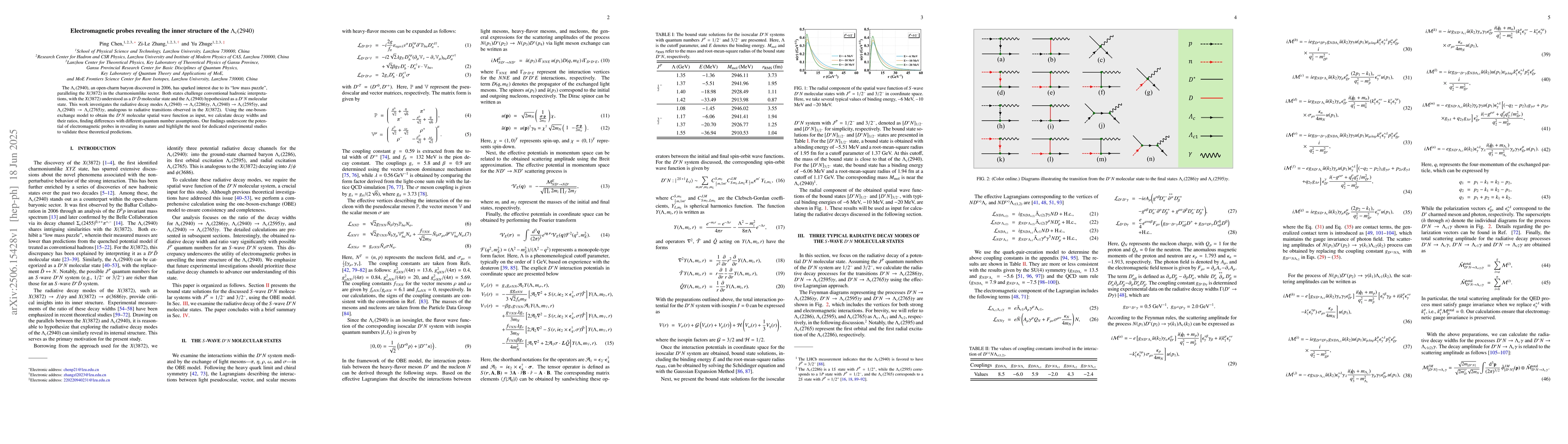 Thumbnail for Electromagnetic probes revealing the inner structure of the
  $Λ_c(2940)$