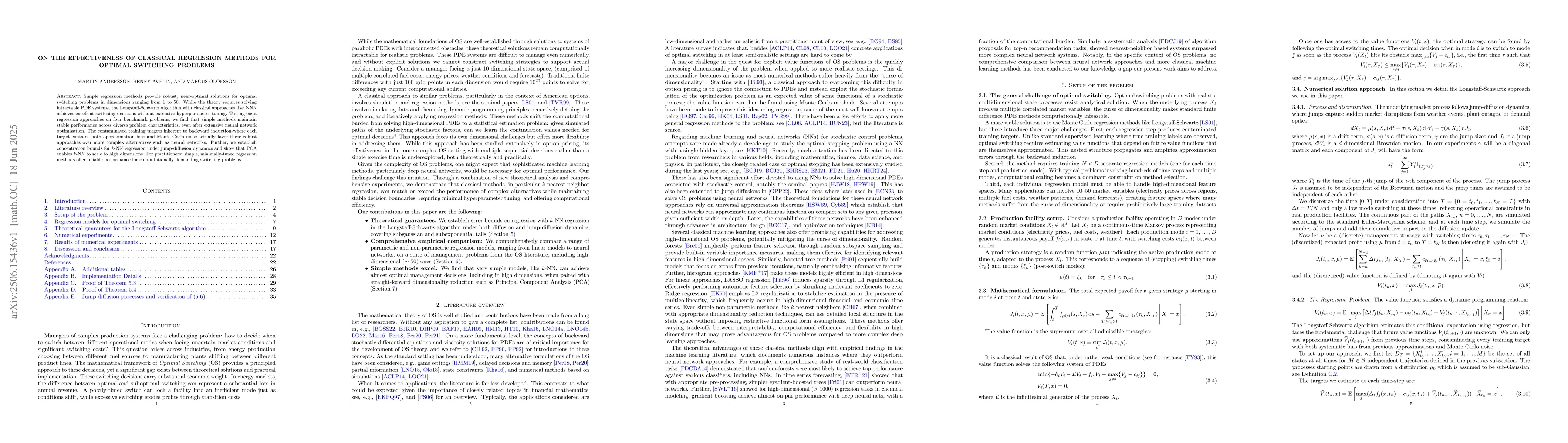 Thumbnail for On the Effectiveness of Classical Regression Methods for Optimal
  Switching Problems