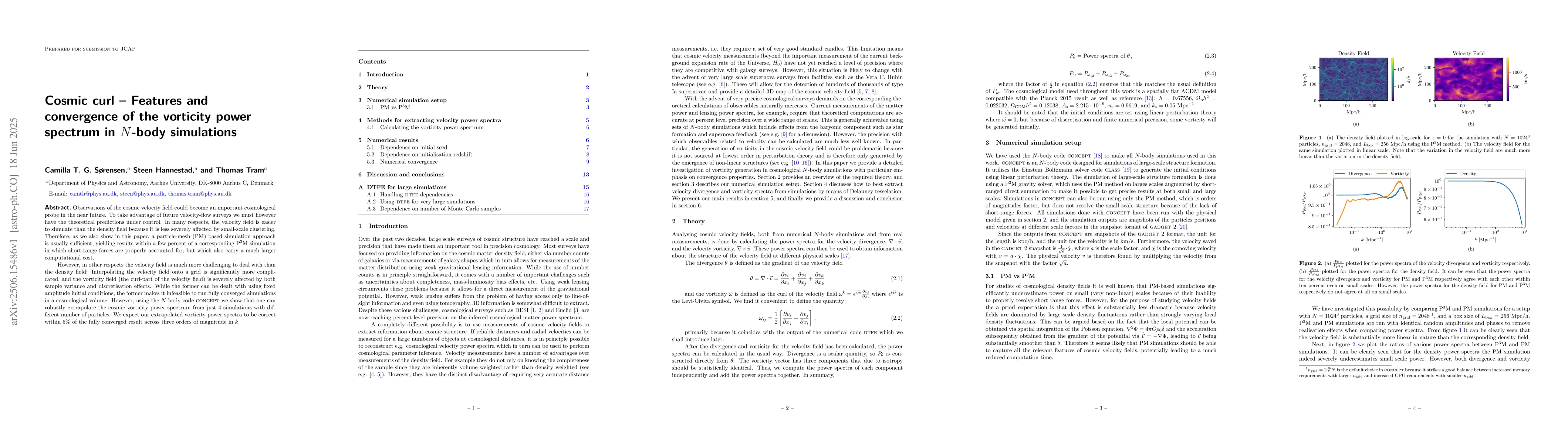 Thumbnail for Cosmic curl -- Features and convergence of the vorticity power spectrum
  in $N$-body simulations