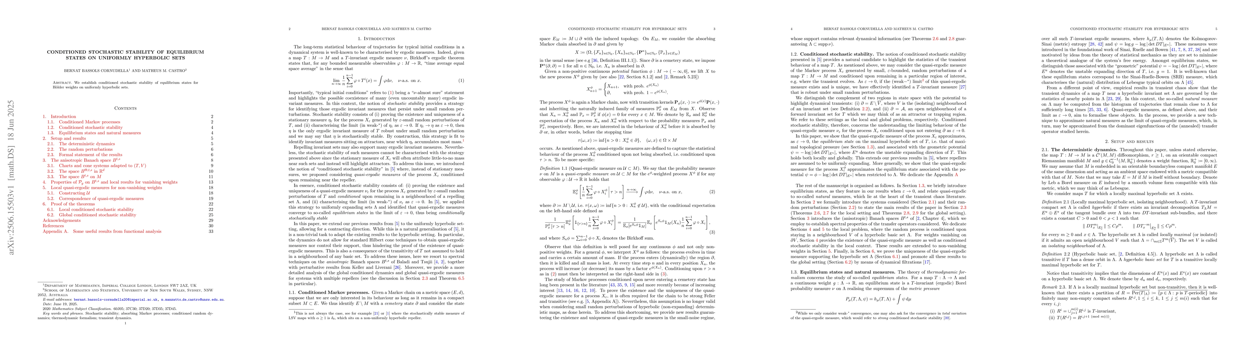 Thumbnail for Conditioned stochastic stability of equilibrium states on uniformly
  hyperbolic sets