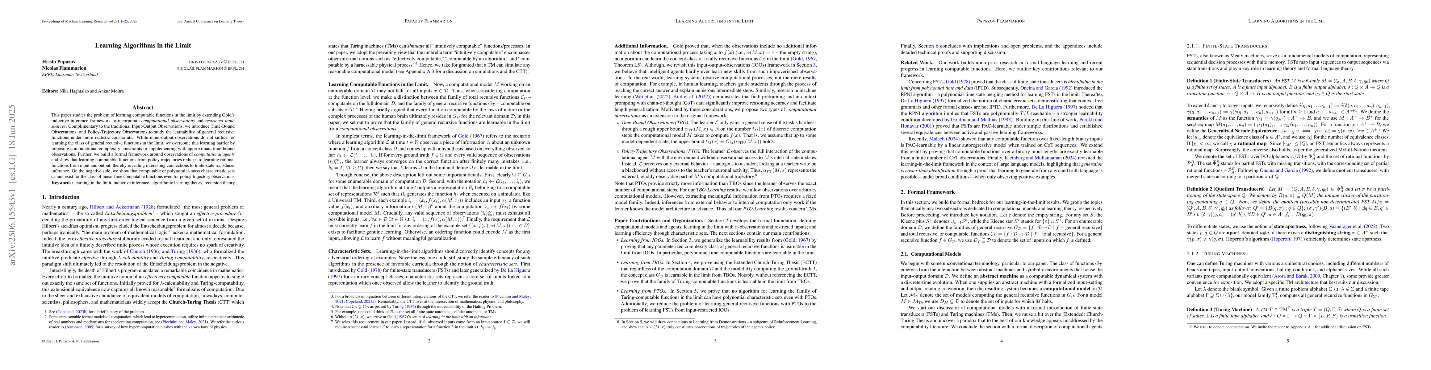 Thumbnail for Learning Algorithms in the Limit