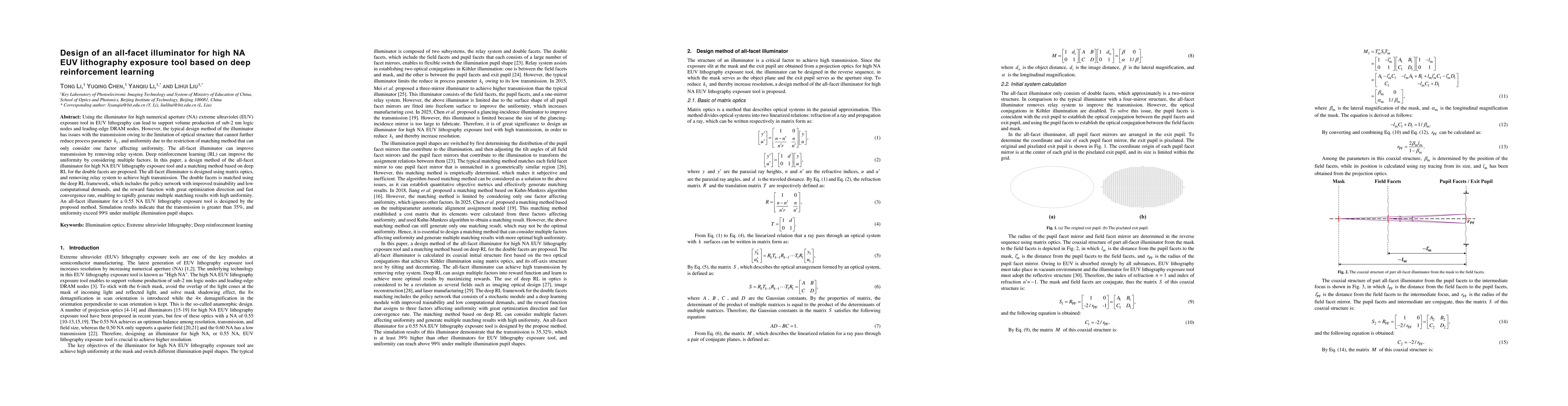 Thumbnail for Design of an all-facet illuminator for high NA EUV lithography exposure
  tool based on deep reinforcement learning