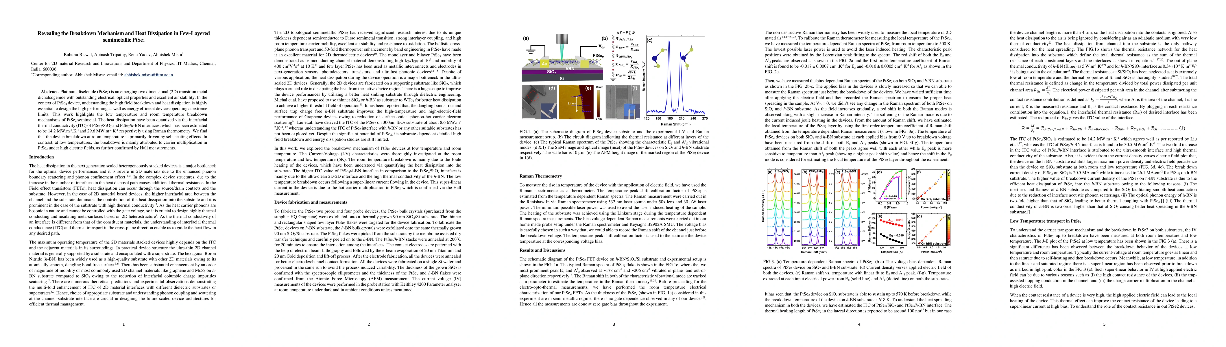 Thumbnail for Revealing the Breakdown Mechanism and Heat Dissipation in Few-Layered
  semimetallic PtSe2